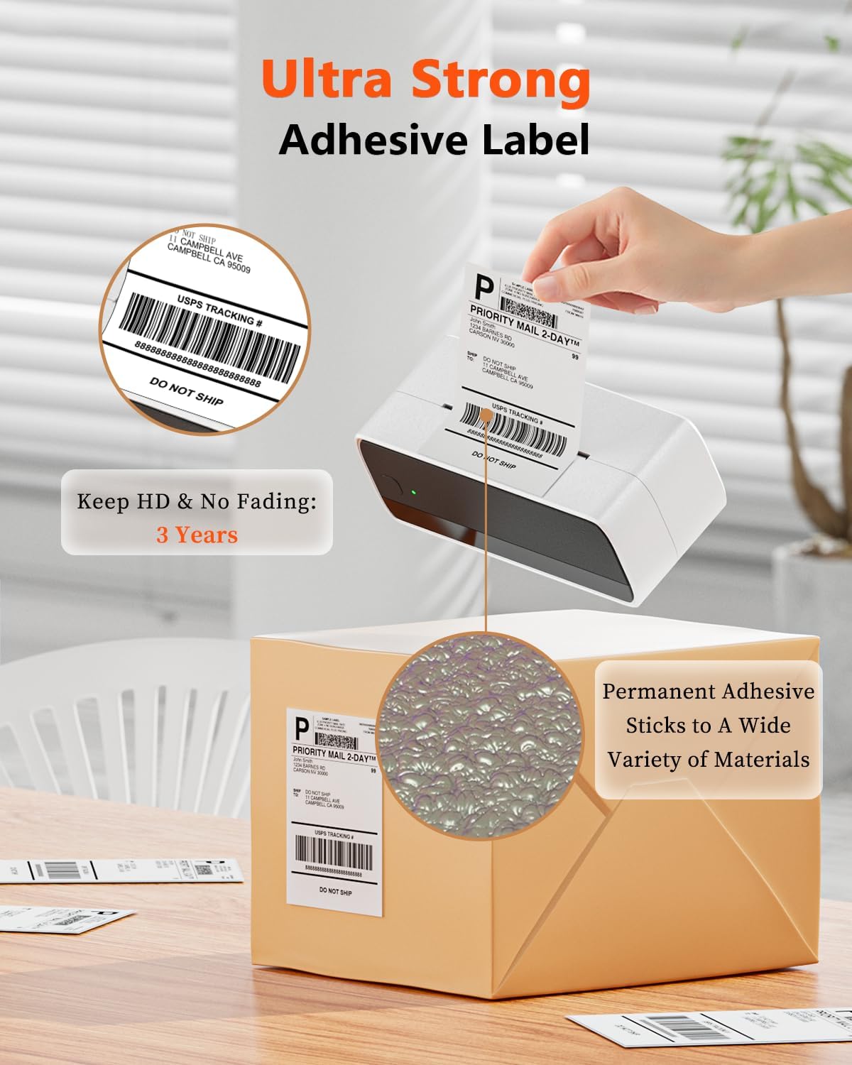 Phomemo 4x6 Inch Thermal Direct Shipping Label,Fan-Fold 500 Labels