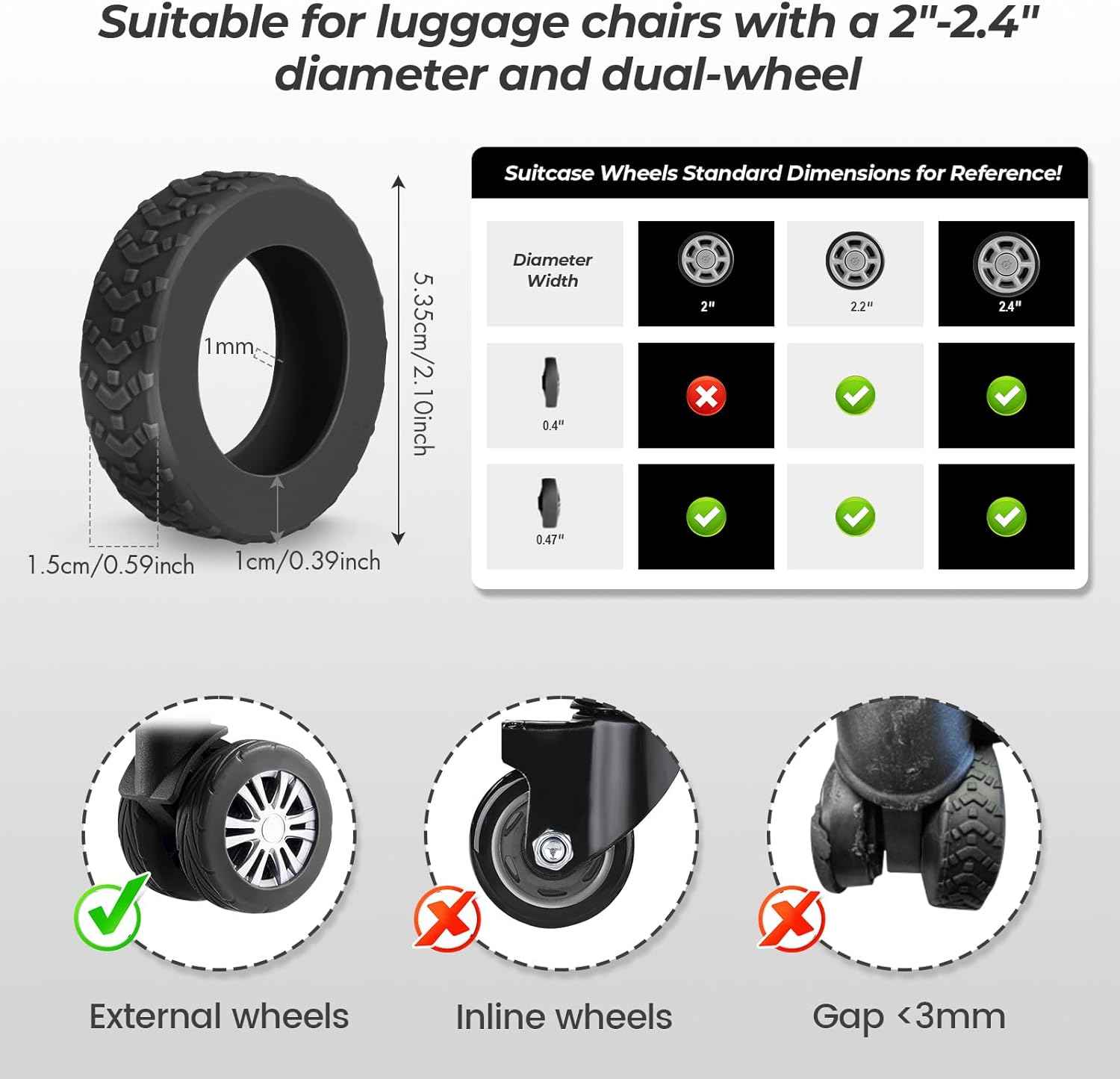Silicone Suitcase Luggage Wheel Covers Protectors 8 Pack