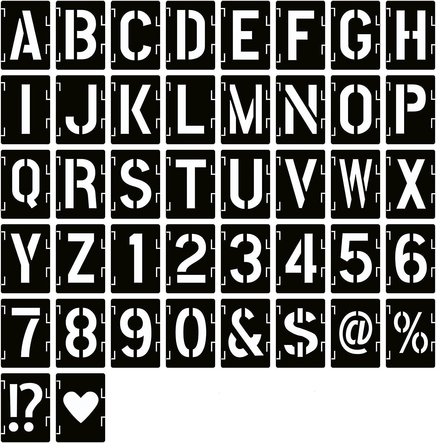 42Pcs Reusable Letter Stencils Symbol Numbers Craft Stencils,2/3/4/5/6 Inch