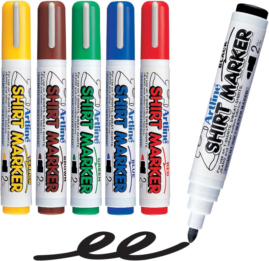 Artline vervaagbestendige T-shirt markers textielpennen 6 kleuren