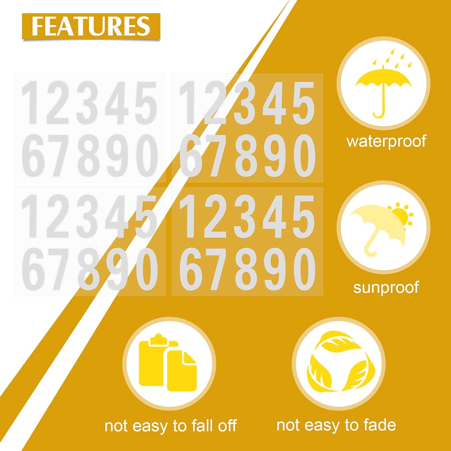 40pcs Mailbox Number 0-9 Sticker Decal Adhesive Silver 3 Inch