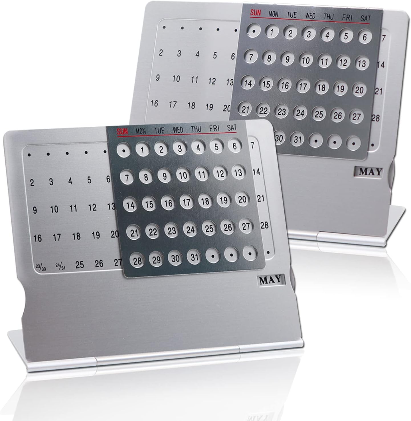 2 Pack Aluminum Alloy Mini Desk Calendar