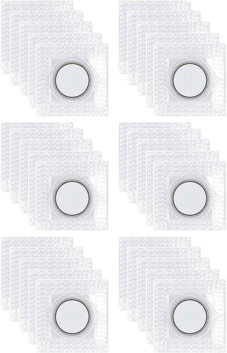 30 pairs hidden sew PVC magnetic snap buttons, white textured squares with round center