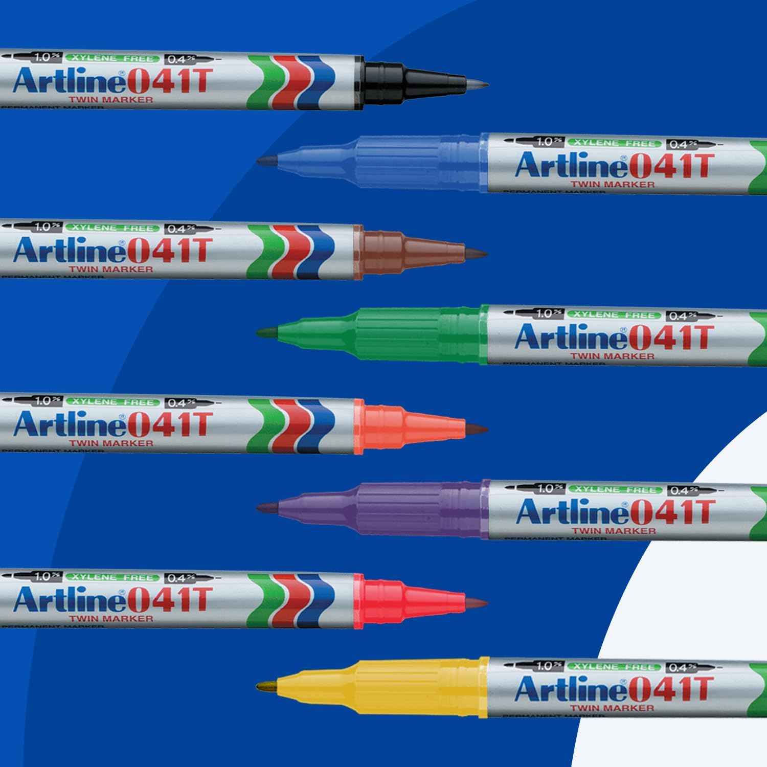Artline 041T Twin-Nib Permanent Markers 0.4mm-1.0mm 12 Pack