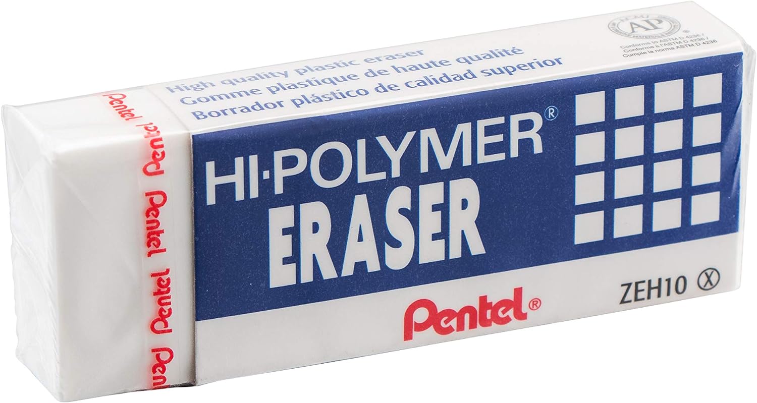 Pentel Hi-Polymer Block Eraser,Large,4 Pack Erasers