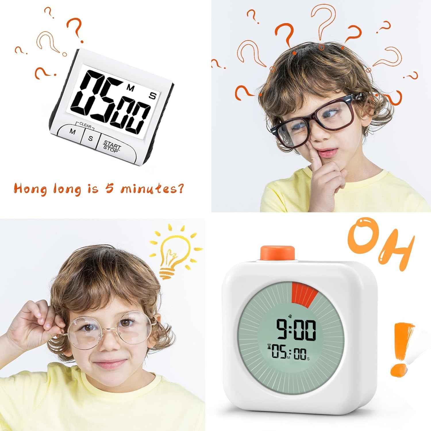 Digital Visual Timer 60-Minute Countdown (3-in-1) for Kids & Adults