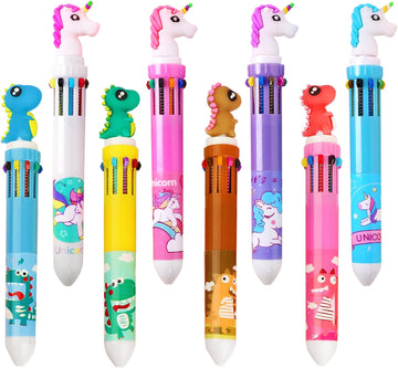 10in1 Multicolor Animal Retractable Ballpoint Pen 0.5mm 8 Pack