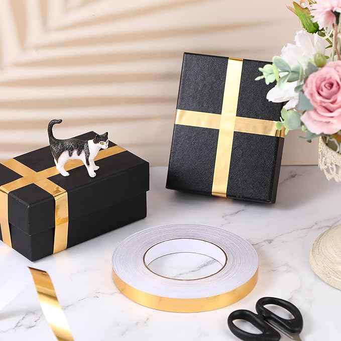 Skotch Tape 3 Rolls Tape, Self Adhesive Metalized Polyester Film Tape, Washi Tape For Gift Packaging Detailing Accent Walls Graphic Arts For Cars And Tv Tape Frame