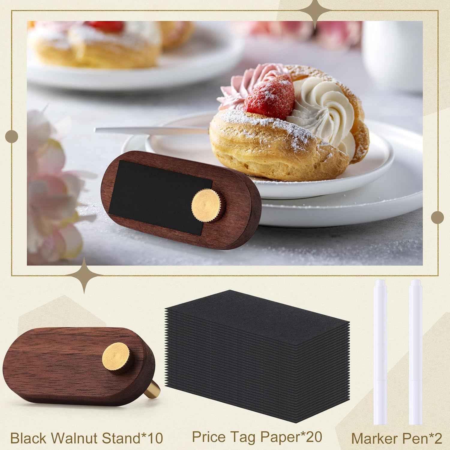 Wooden Price Store Display Signs with Price Tag Paper and Pens