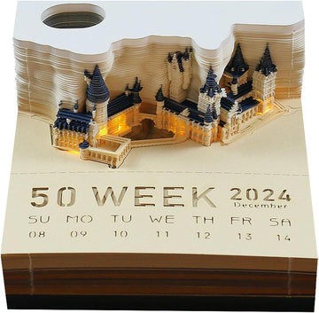 2024 Time Piece 3D Castle Desk Calendar With Led Lights