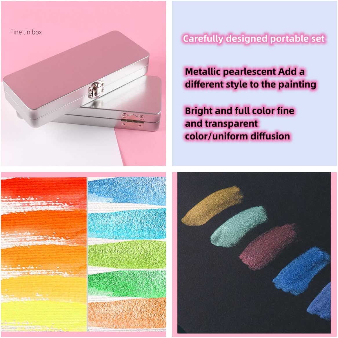 GIORGIONE 72 Solid Watercolor Paint Set Metallic Pearlescent
