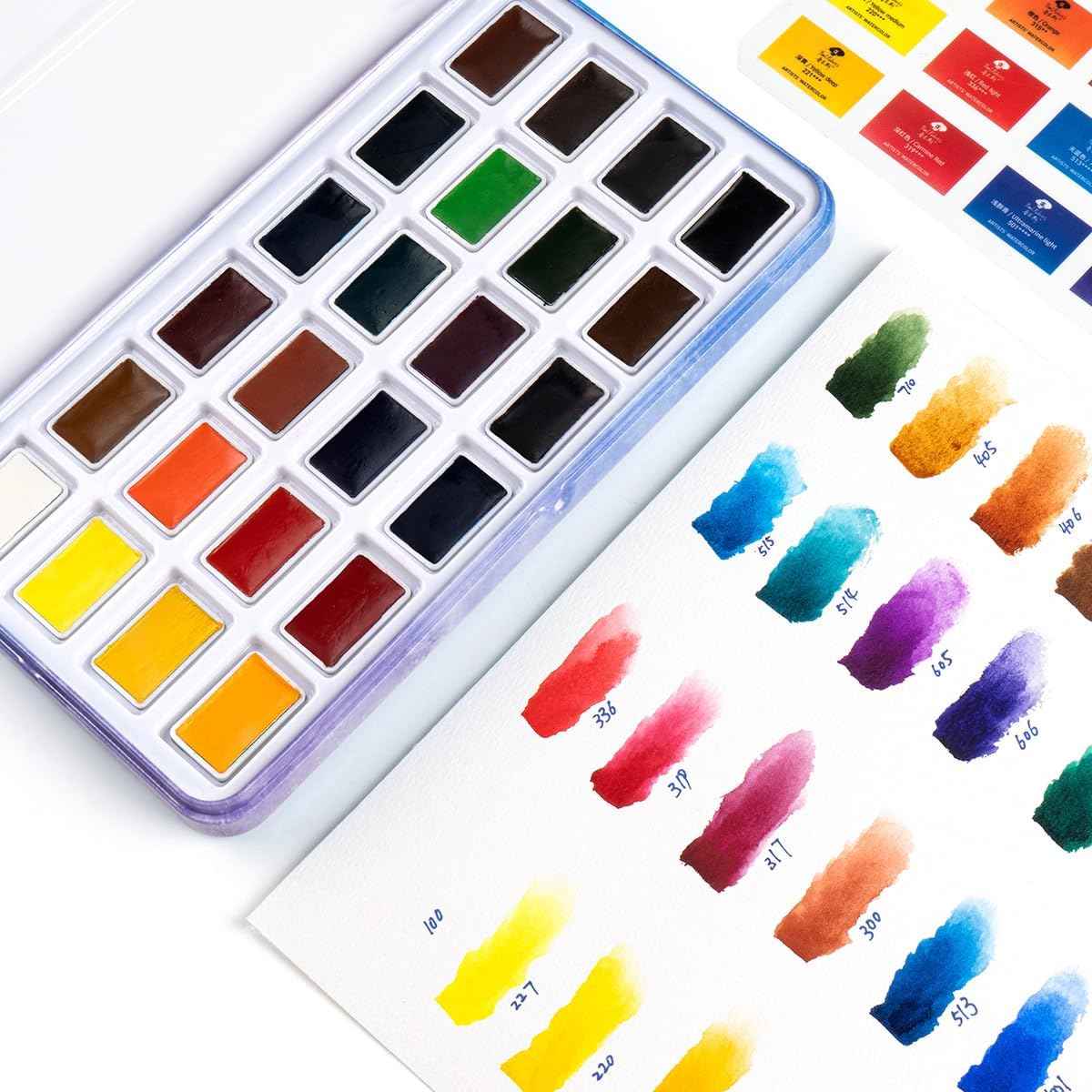 Paul Rubens Watercolor Paint Set Full Pan, 24 Vivid Colors