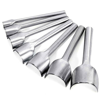 7pcs half-round leather edge cutter punch set with steel punches, 10–40mm sizes