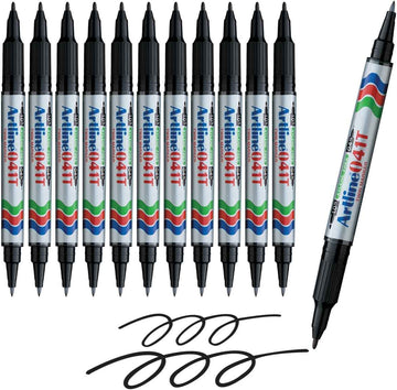 Artline 041T Twin-Nib Permanent Markers 0.4mm-1.0mm 12 Pack