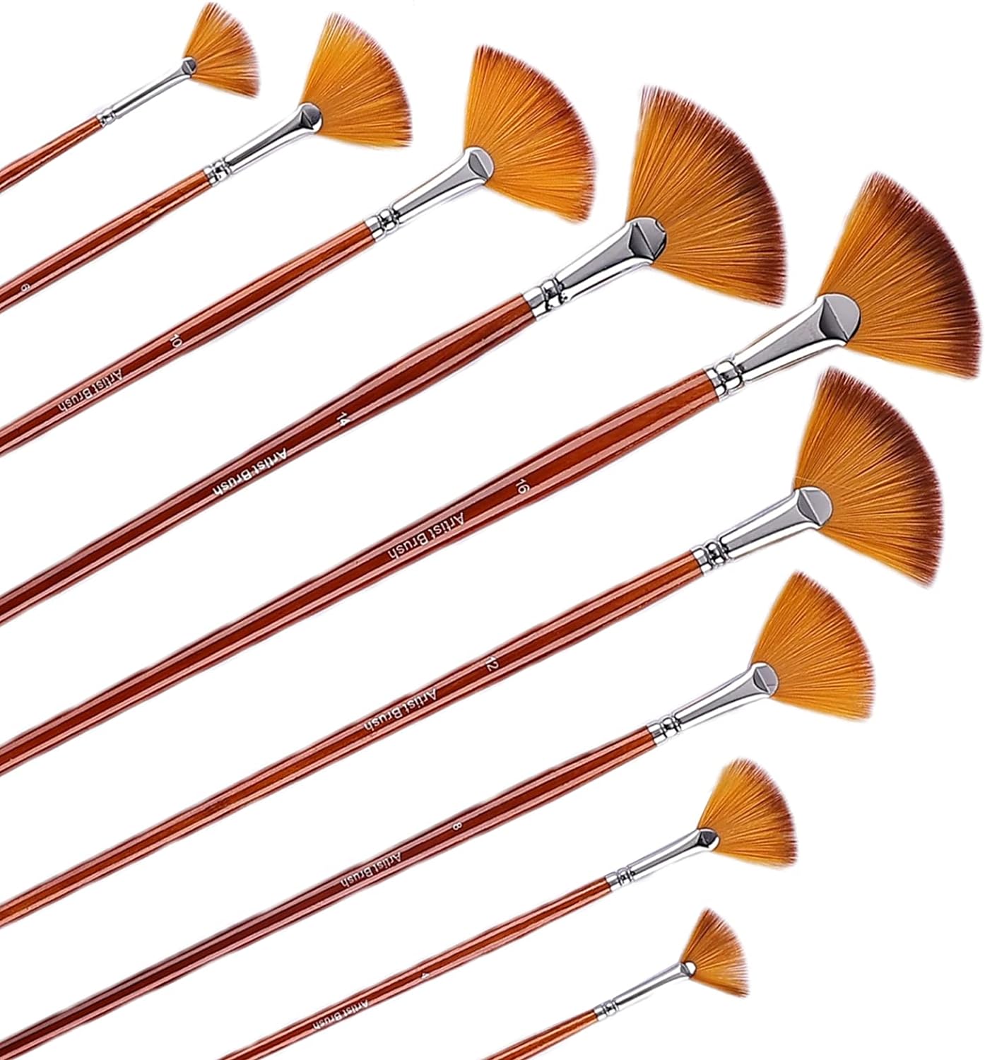Acquista Set di pennelli a ventaglio da 9 pezzi Pennello in nylon morbido per pittura a guazzo acrilico a olio ad acquerello in Italia a partire da 11