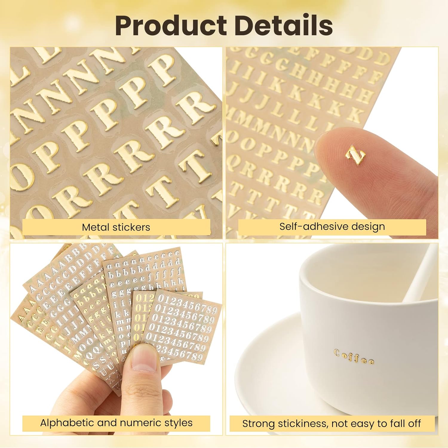 3mm Alphabet Number Stickers Self Adhesive 6 Sheets