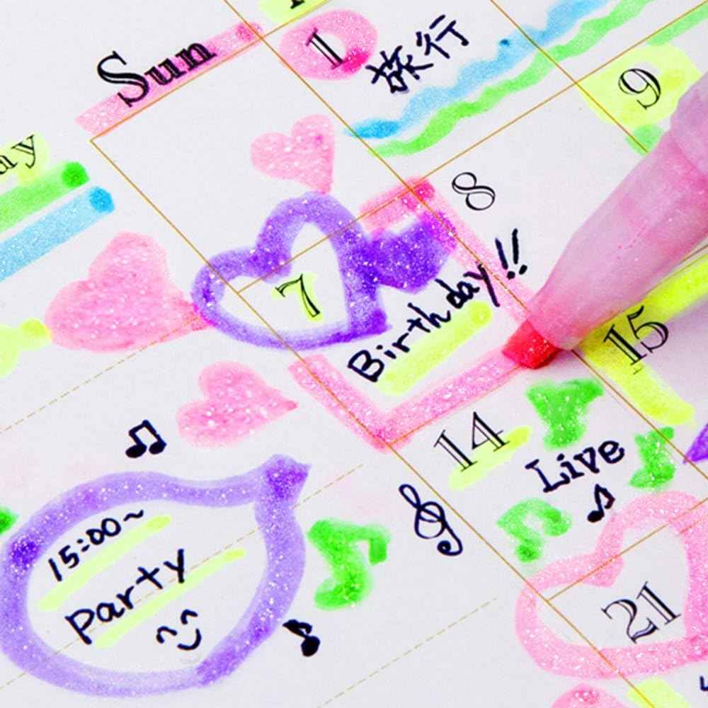 Zebra Glitter Highlighter, Kirarich, 5 Color Set