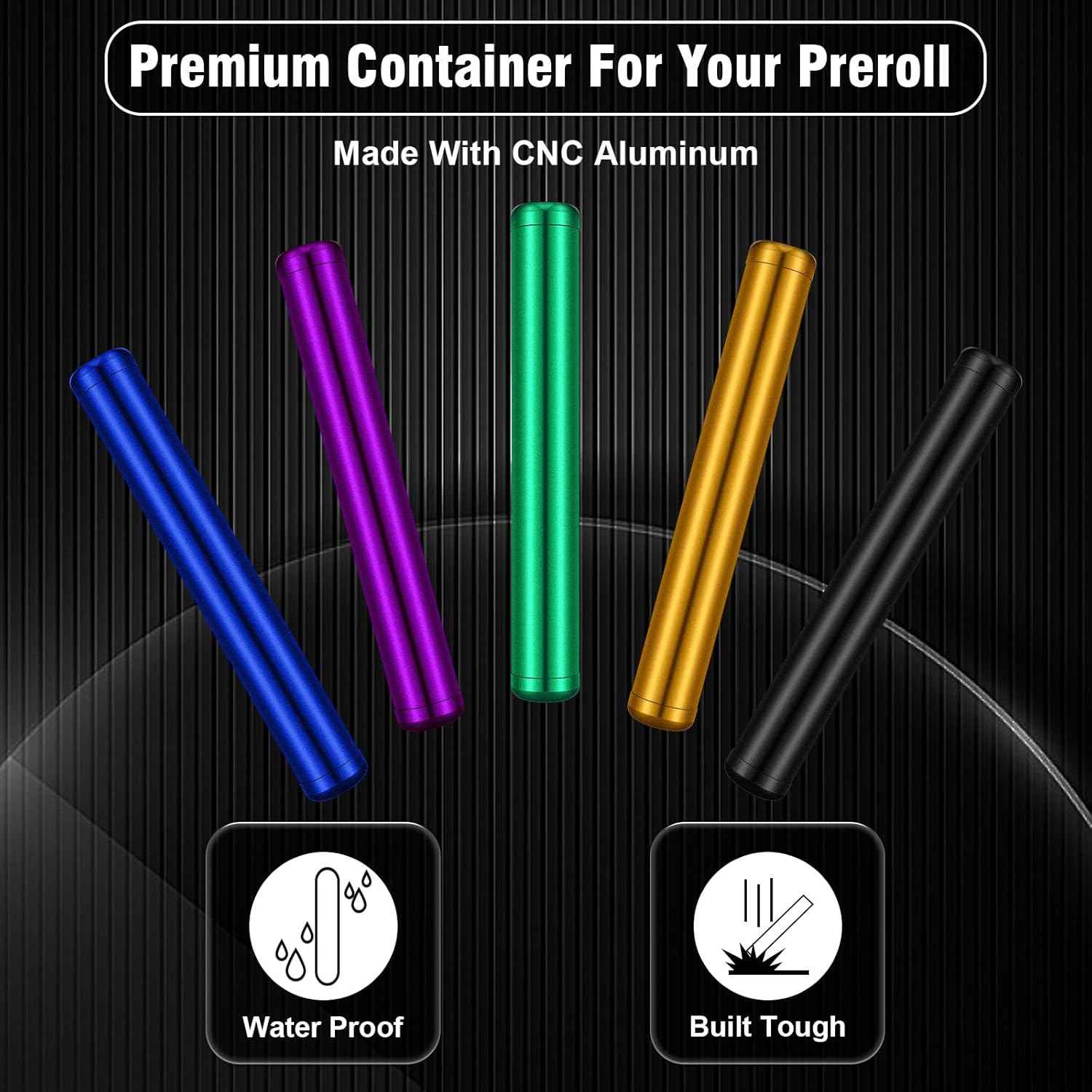 Small Metal Aluminum Waterproof Metal Tube Case 5 Color Pack