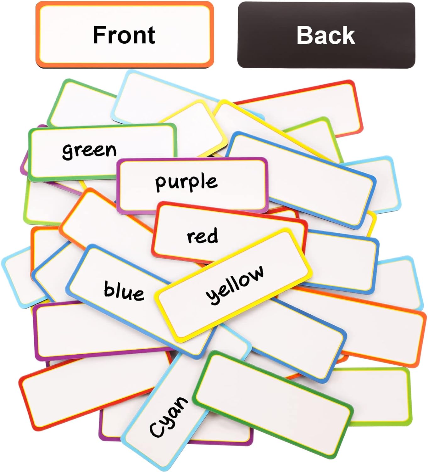40 Pack Magnetic Dry Erase Labels Name Plate Tags Stickers 10x5cm