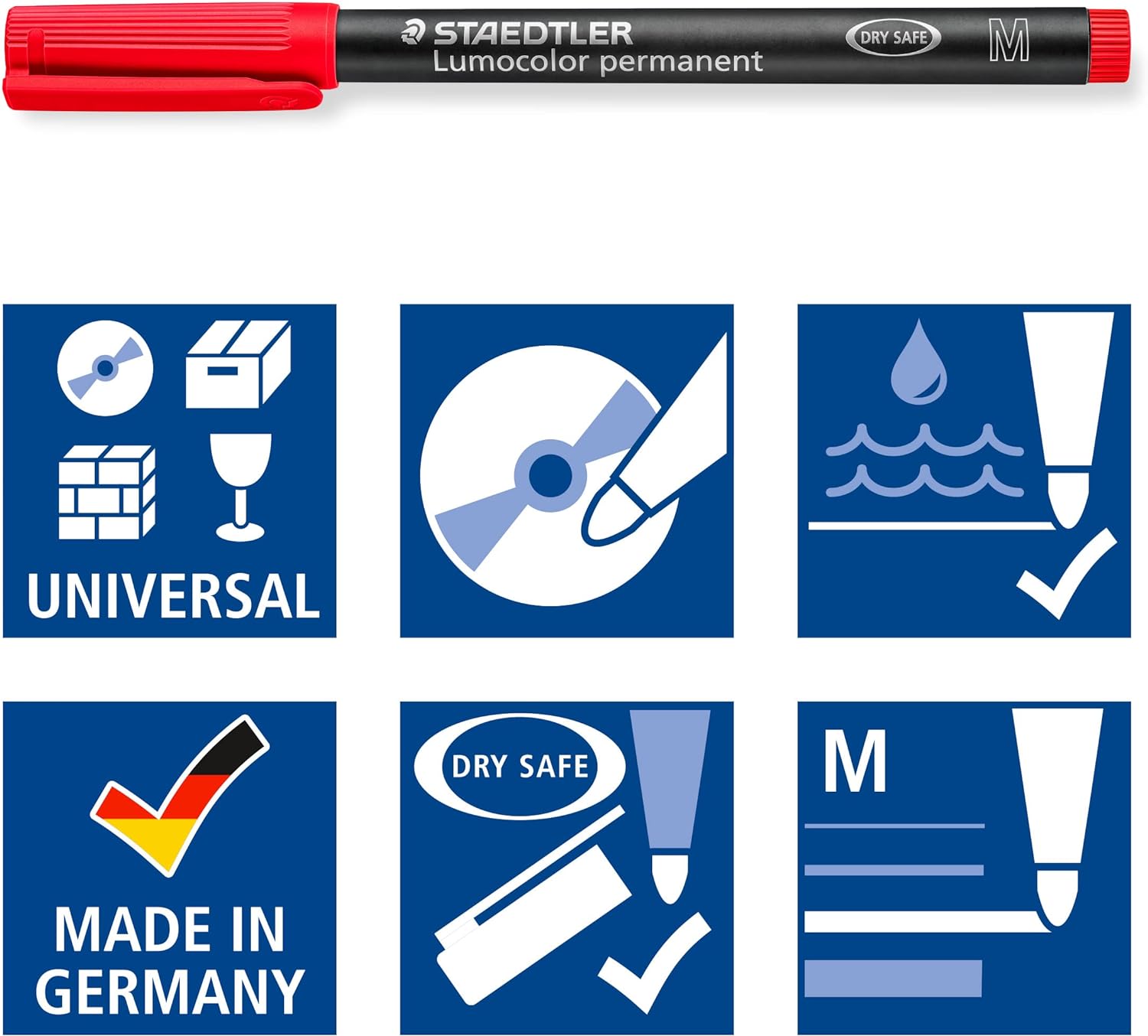 Staedtler Lumocolor 317M Permanent Markers Medium Tip 1.0mm,4 Color