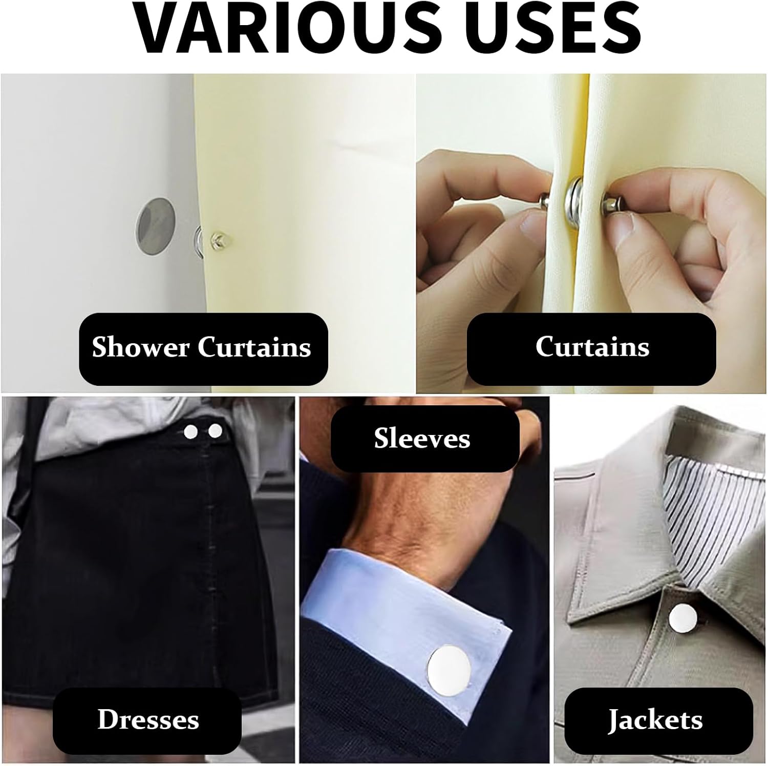 Curtain magnetic clip on fabric seam, securing the curtain closed