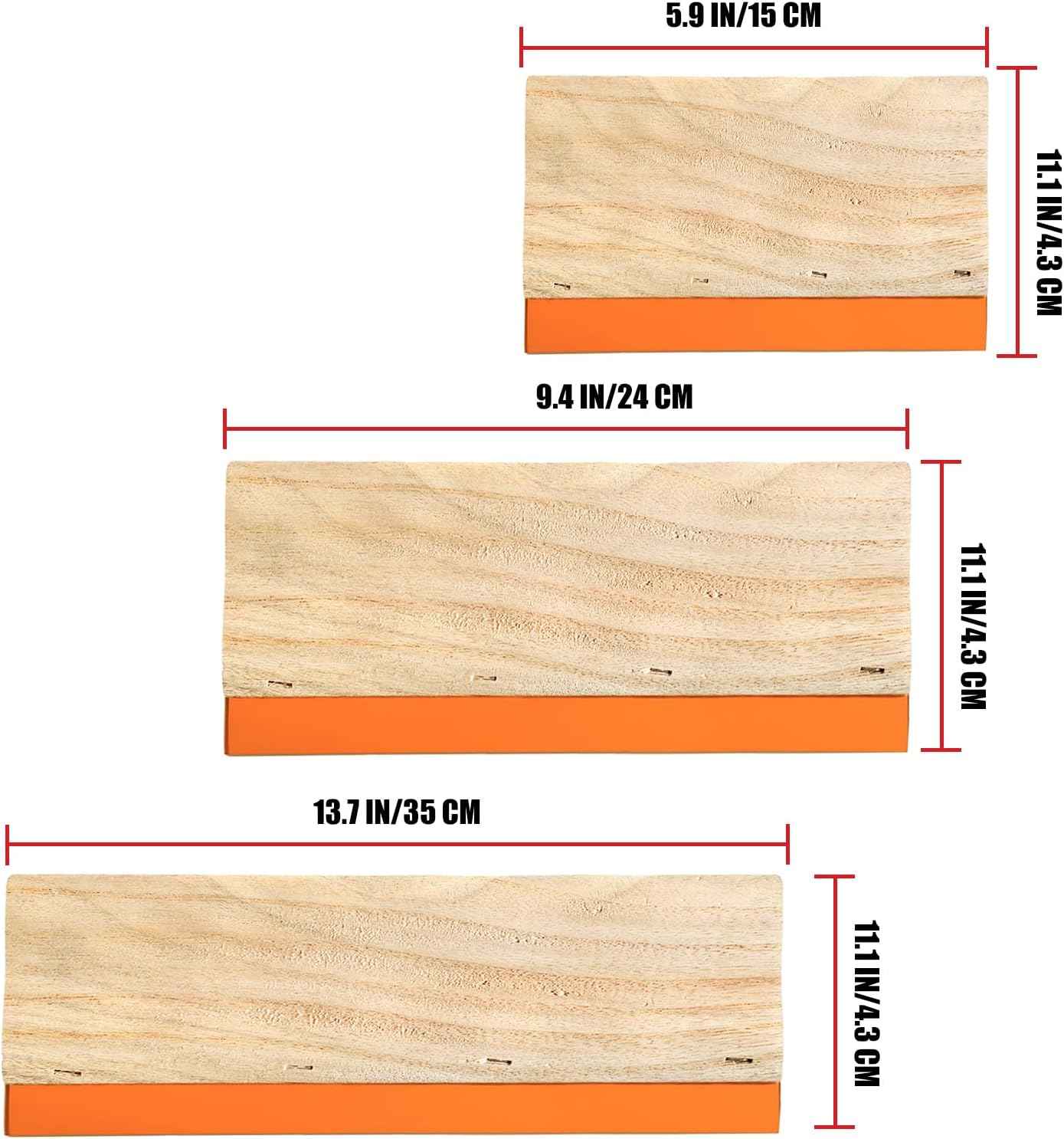 3 Pieces Screen Printing Squeegees - 3 Sizes (5.9/9.4/13.7 Inch)