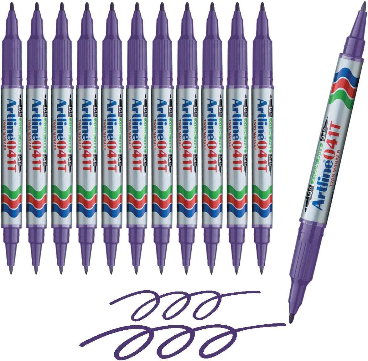 Artline 041T Twin-Nib Permanent Markers 0.4mm-1.0mm 12 Pack