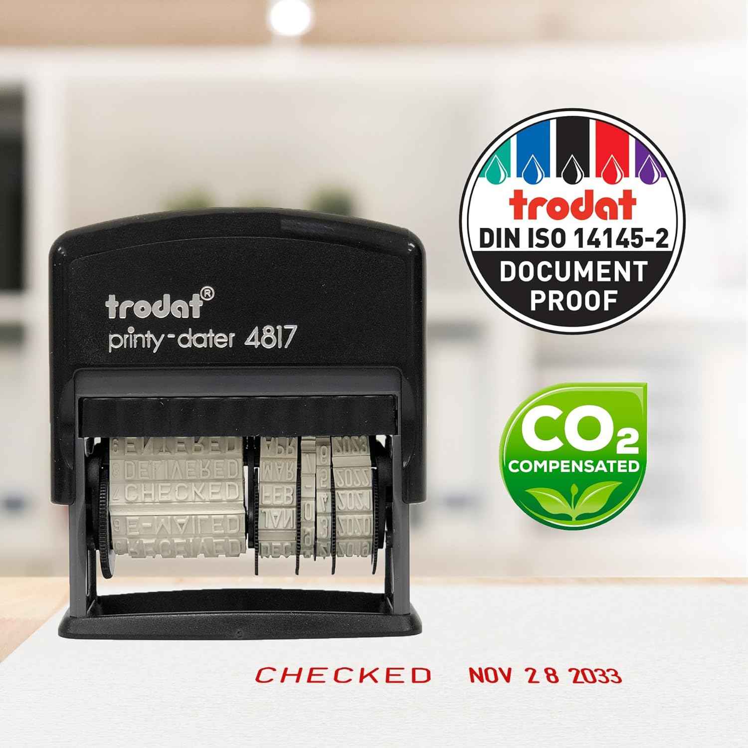 Trodat Printy-Dater 4817 Rubber Date Stamp – Self Inking