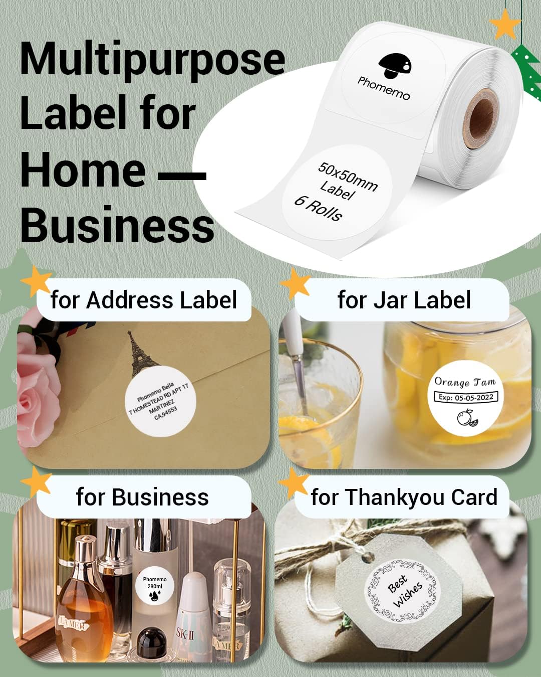 Phomemo M110/M120/M200/M220 Thermal Paper 50x50mm Labels White
