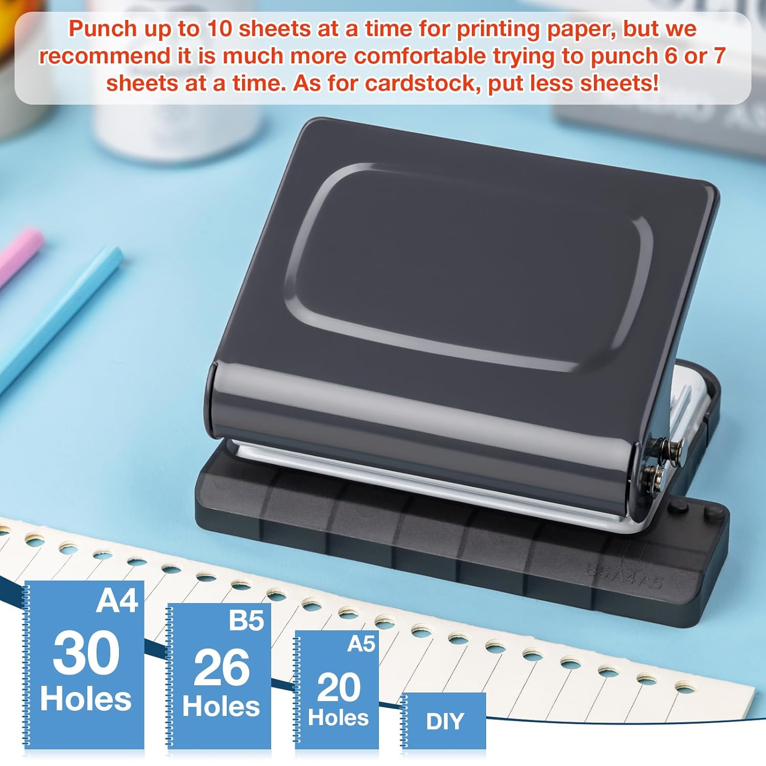 10-Hole Paper Punch Binding Machine for Planner A4/A5/B5 Book