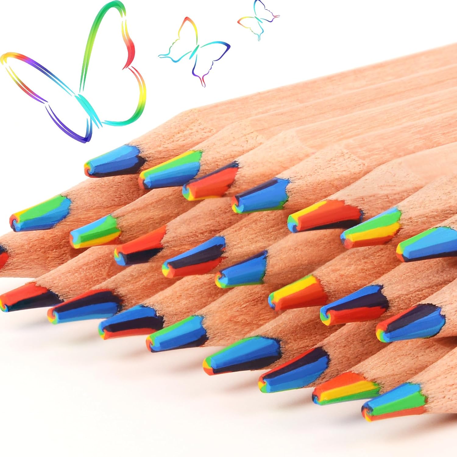 30PCS Wooden 7IN1 Rainbow Colored Art Drawing Pencils