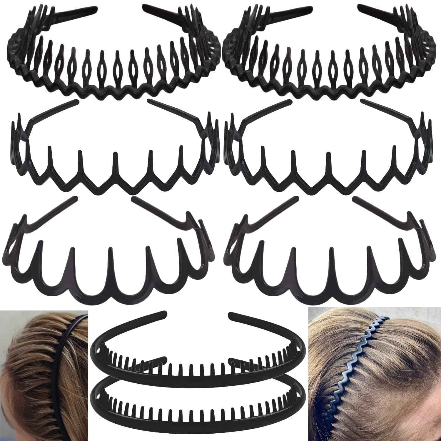 8PCS Fashion Effortless Plastic Headbands with Teeth Comb