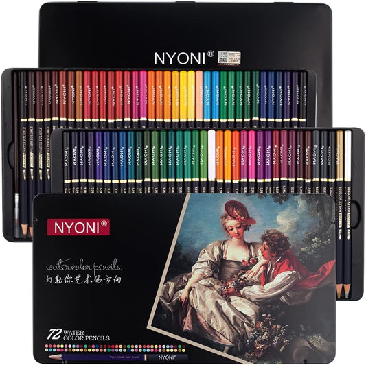 Nyoni 72 Watercolor Pencils Set with Brush