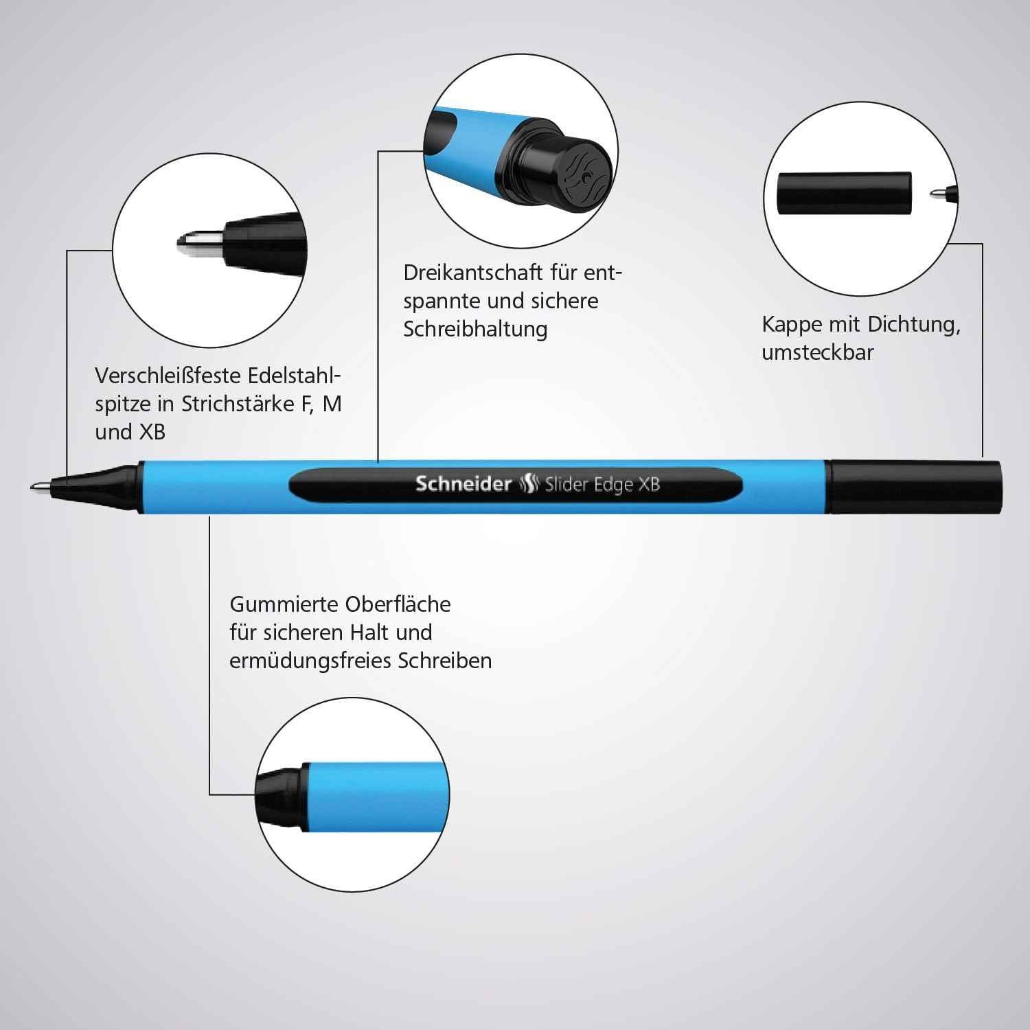 Schneider Slider Edge XB (Extra Broad) Ballpoint Pen 10 Colors