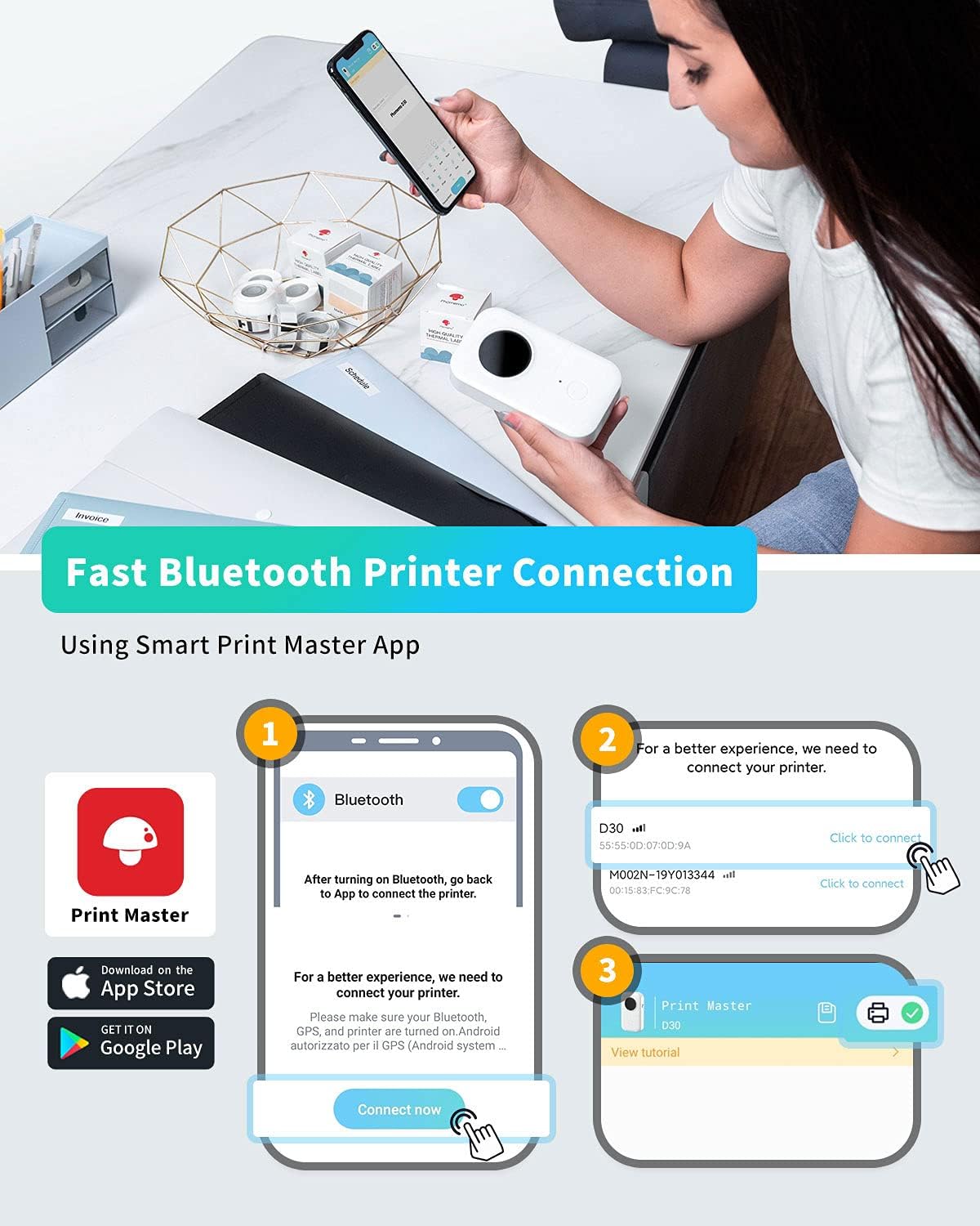 Phomemo D30 1/2 Inch Sticker Label Maker Machine Printer