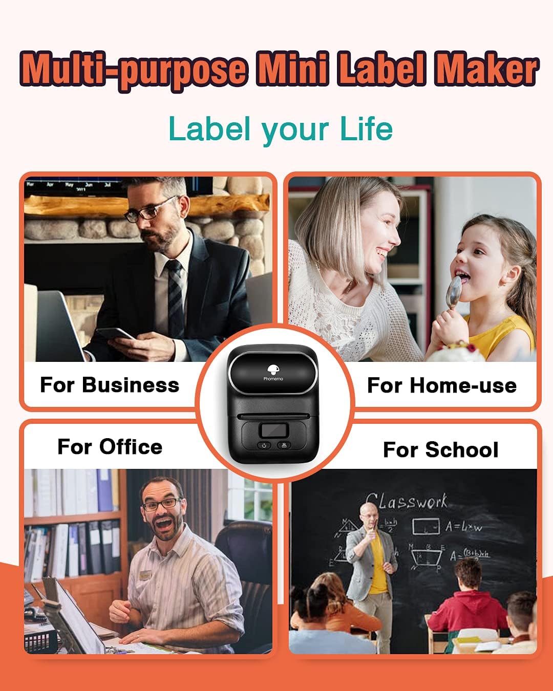 Phomemo M110 Label Maker Thermal Printer with 3 Roll Paper