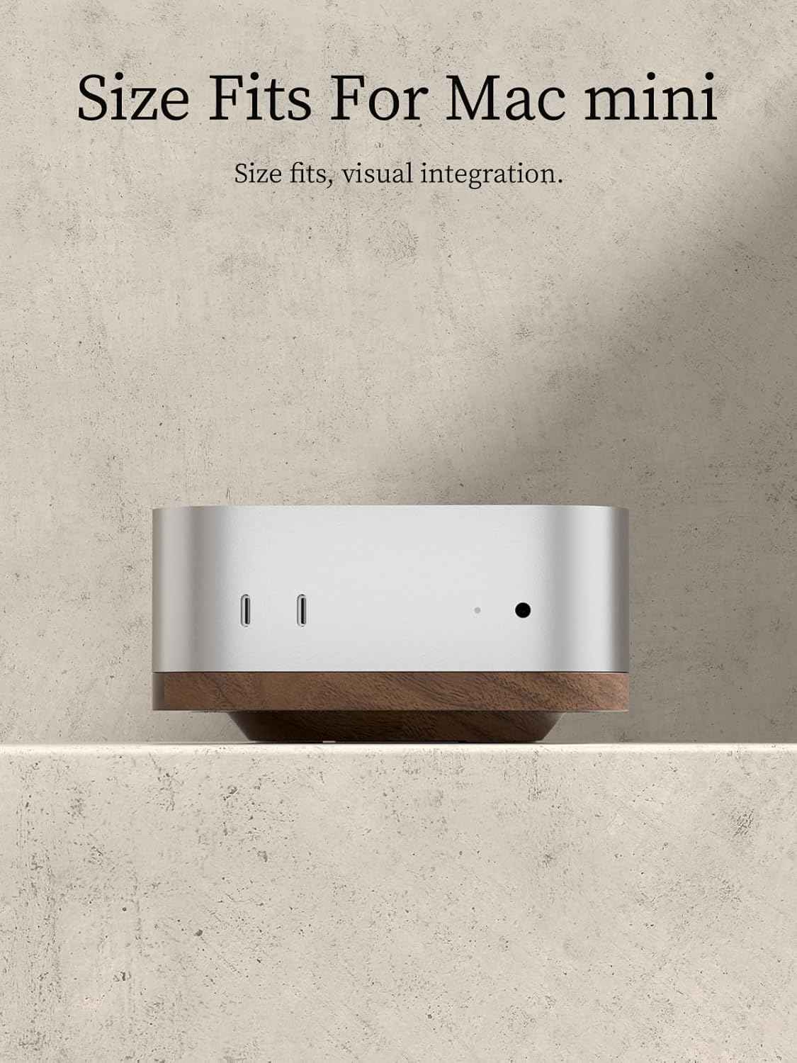 Black Walnut Wooden Desktop Stand for Mac Mini M4 Pro 2024