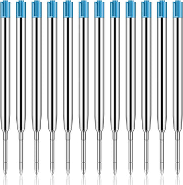 12pcs Metal Ballpoint Pen Refills Black Blue Ink 1.0mm