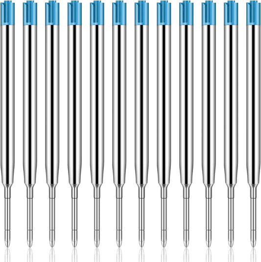 12pcs Metal Ballpoint Pen Refills Black Blue Ink 1.0mm