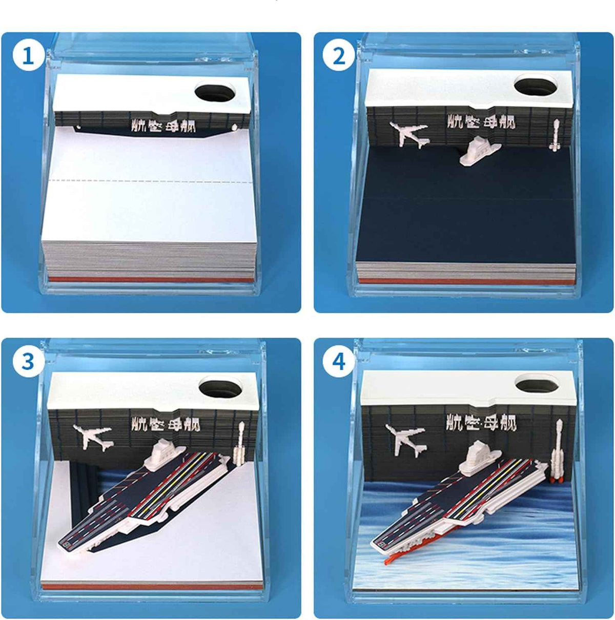 Aviation Note Pad Aircraft Carriers Paper Notepad 3D Memo Pads with Pen Holder
