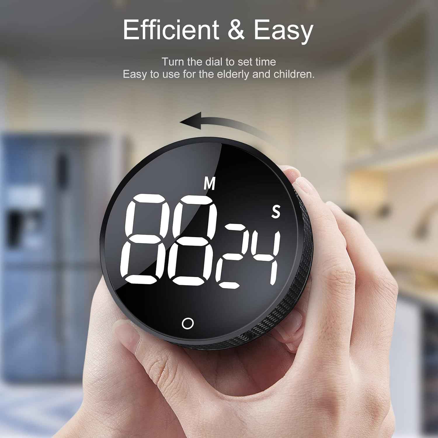 Round Digital Kitchen Timers,Large LED Display Magnetic