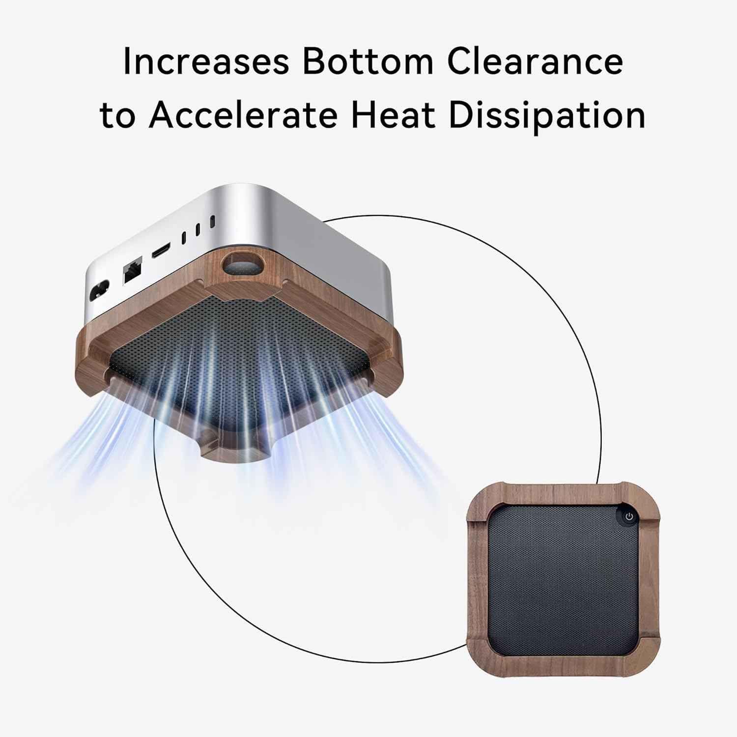 Wooden Cooling Stand for Mac Mini M4 Pro with Dust Filter Mesh