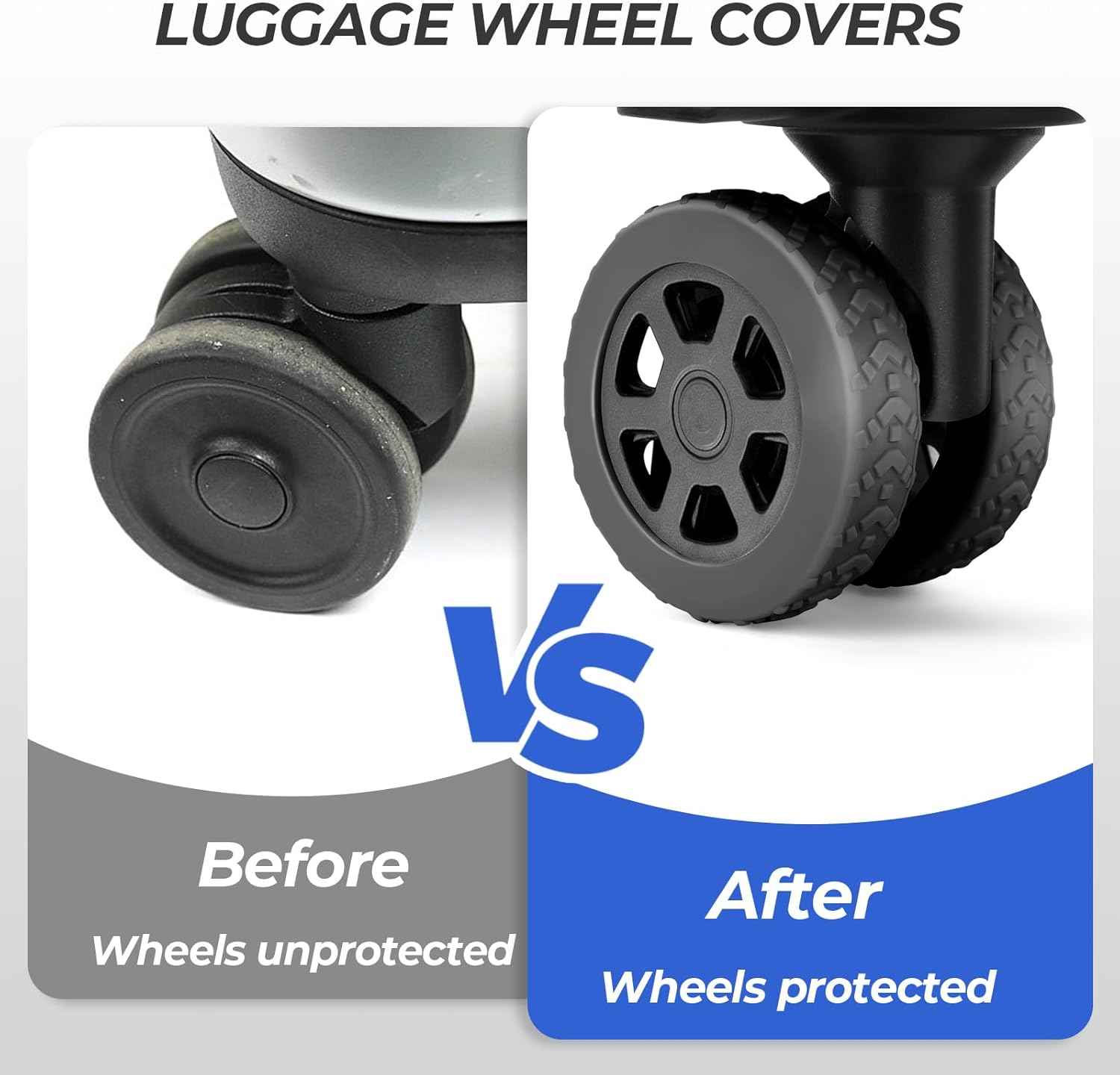 Silicone Suitcase Luggage Wheel Covers Protectors 8 Pack