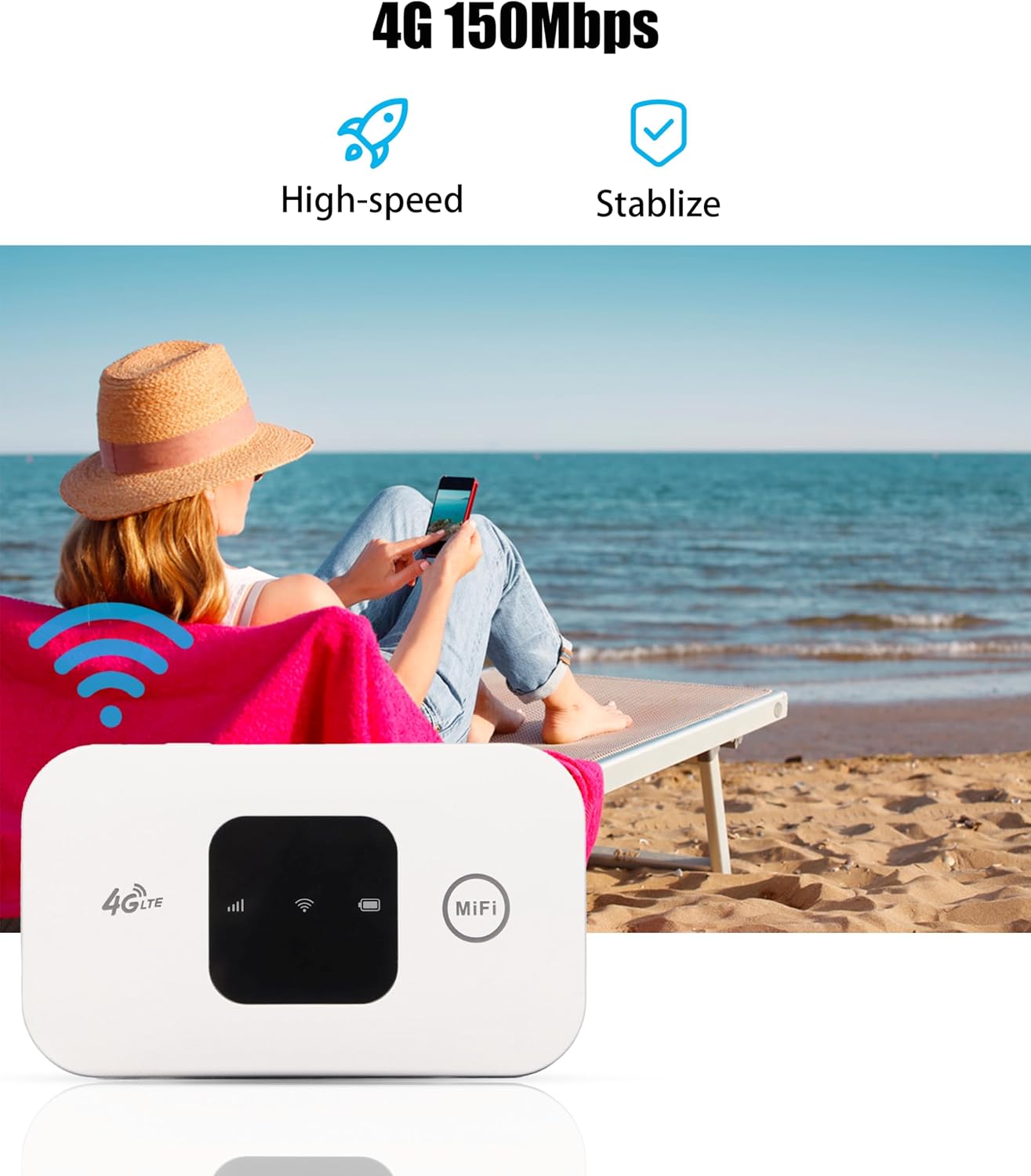 Portable 4G LTE Mobile WiFi Router for Home Office Travel