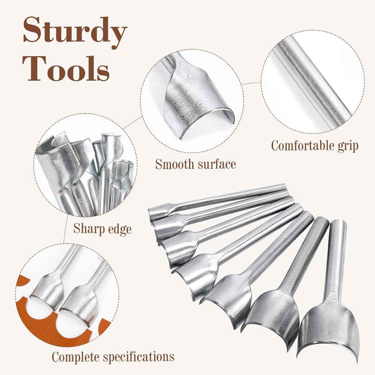 7pcs 1/2 Round Leather Edge Cutter Punch 10-40mm
