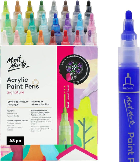 Mont Marte Signature Acrylic Paint Pens,48 Piece,Round Tip (3mm)