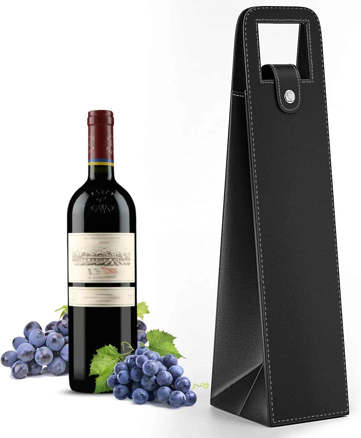2 Pack Wine Gift Bag, Reusable Leather Wine Tote Carrier