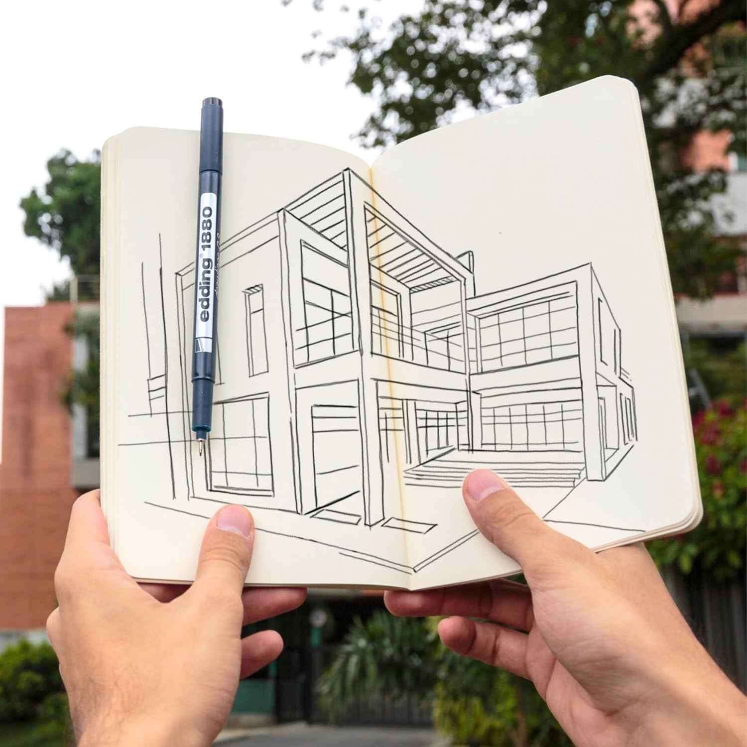 Edding 1880 Drawliner Fineliner Technical Pen Set,10 Count Black Ink