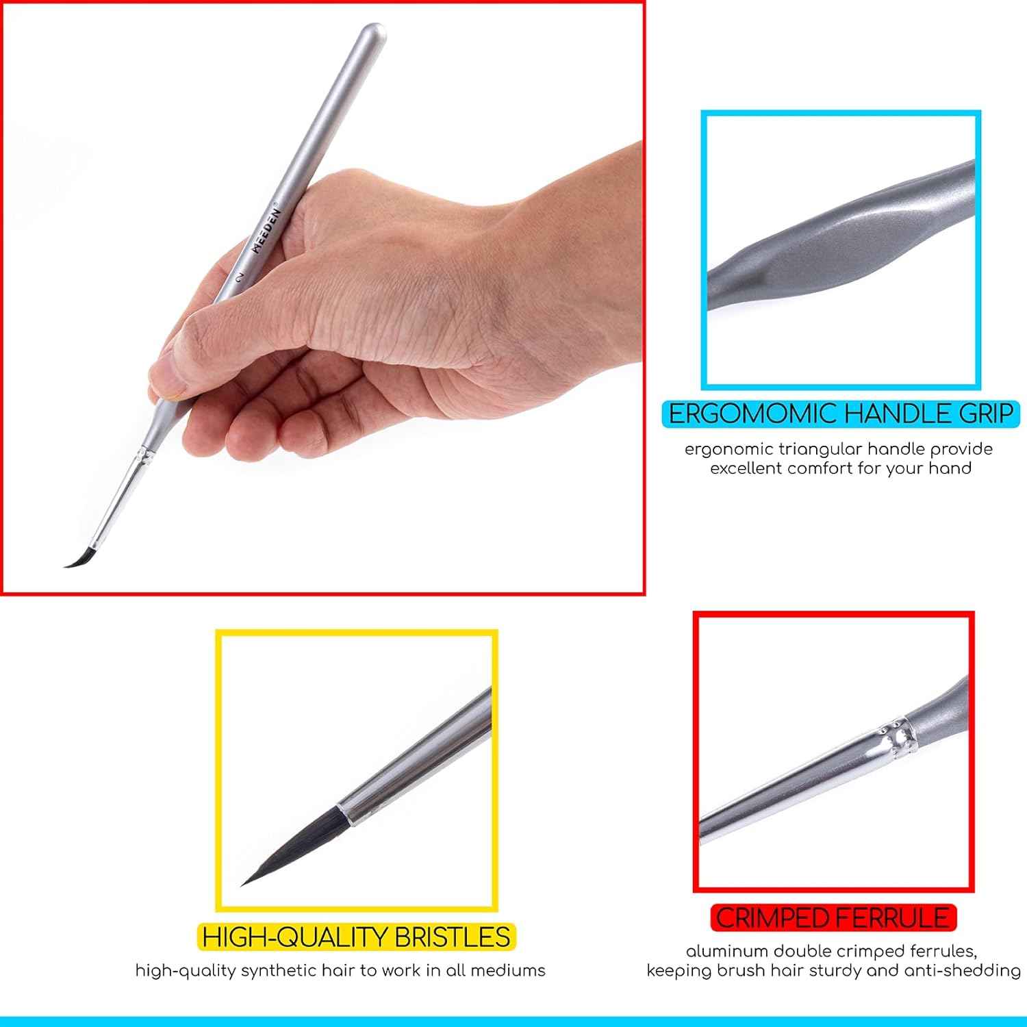 MEEDEN Detail Paintbrush Set 15 Pieces Miniature Paint Brush