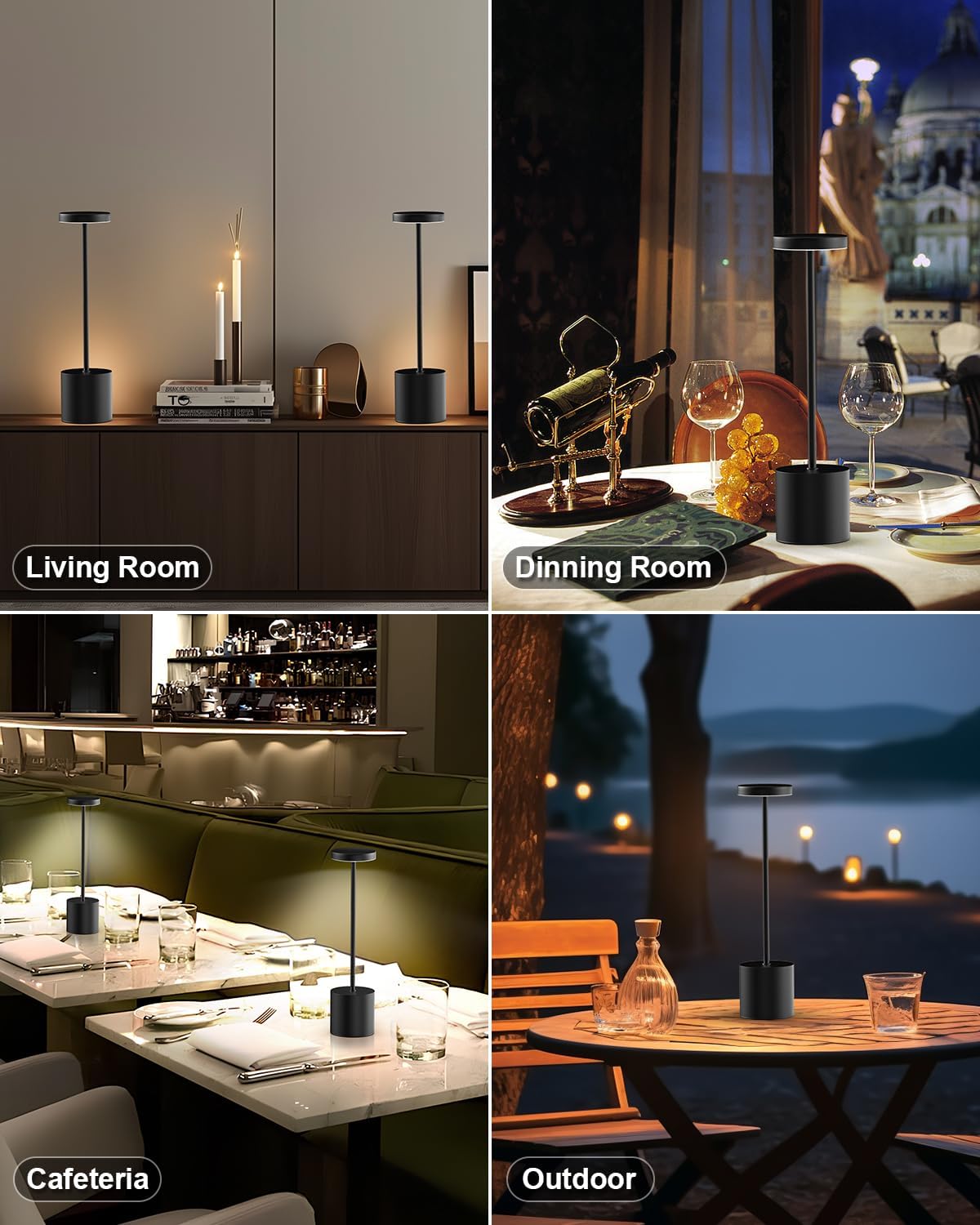 Cordless Portable LED Desk Table Lamp Rechargeable 2 Pack